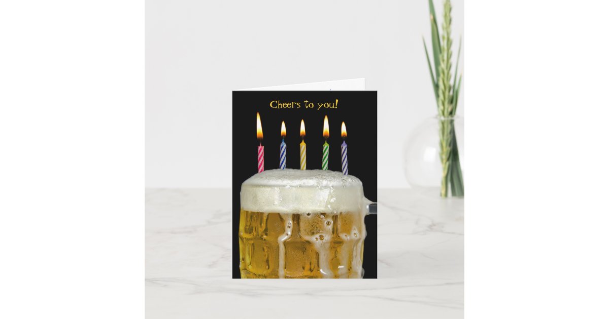 Birthday candles in beer card