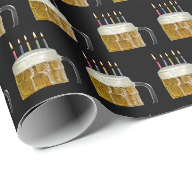 birthday candles in beer mug wrapping paper (Roll Corner)
