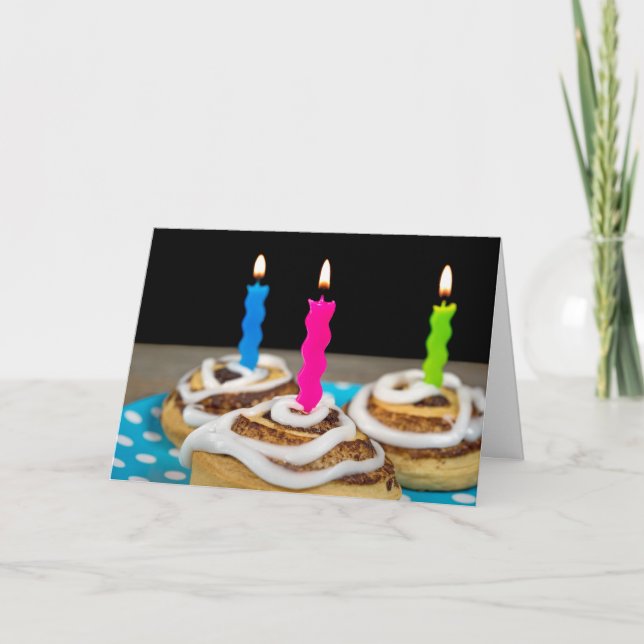 Birthday candles in cinnamon rolls card (Front)