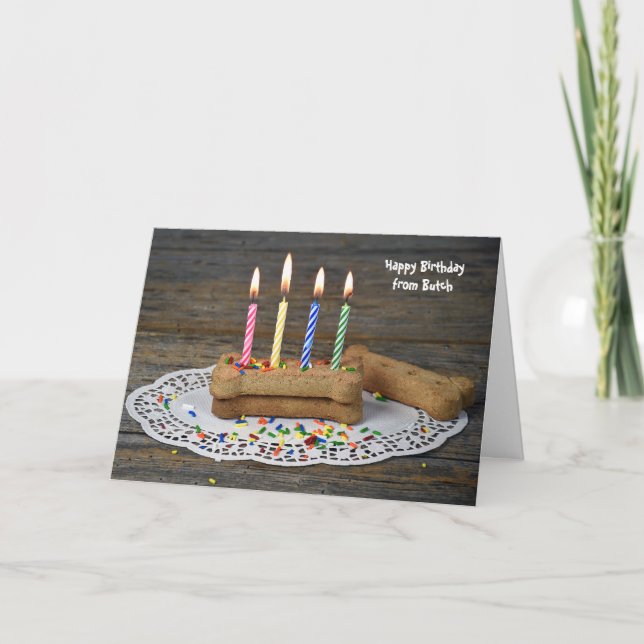 Birthday Candles in Dog Bone Card (Front)