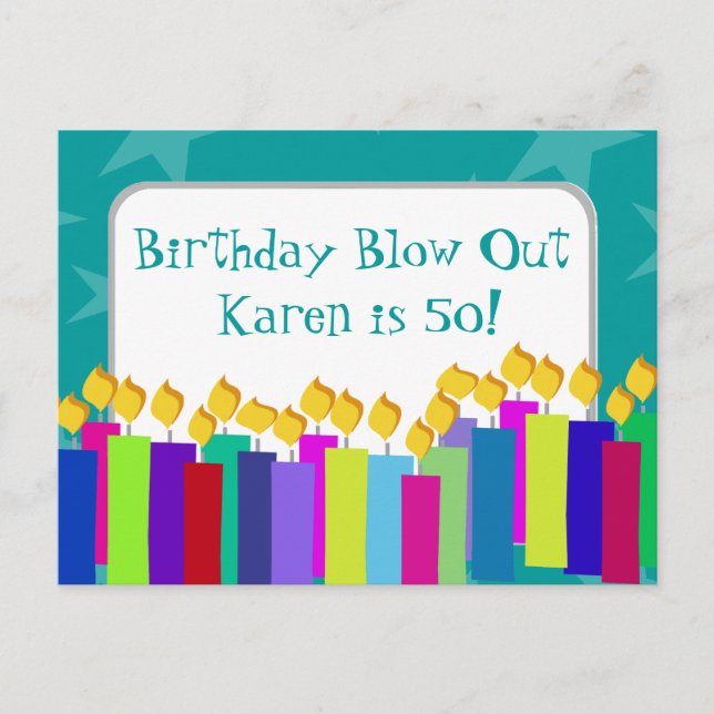 Birthday Candles Invitation Postcard (Front)