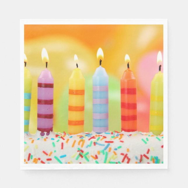 Birthday Candles Napkin (Birthday cake colorful candles and frosted cake!)