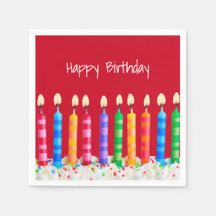 Birthday Candles on Red Napkin