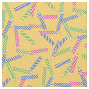 Birthday Candles Pattern On Yellow Fabric