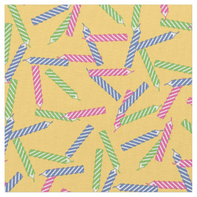 Birthday Candles Pattern On Yellow Fabric (Close Up)