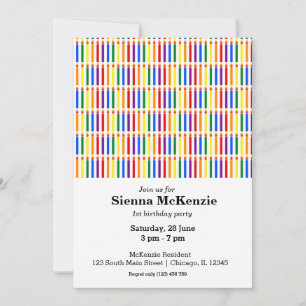 Birthday candles rainbow invitation