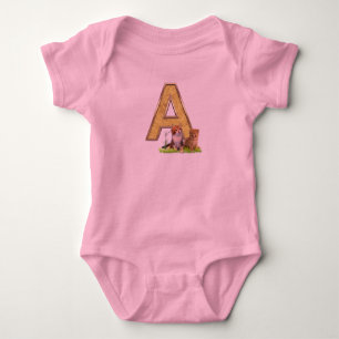 Birthday-Capital Monogram -letter A Baby Bodysuit