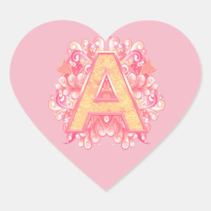 Birthday-Capital Monogram -letter A Heart Sticker