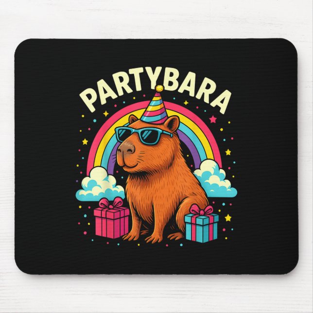 Birthday Capybara Tee For Kids Fun Partybara Capyb Mouse Pad (Front)
