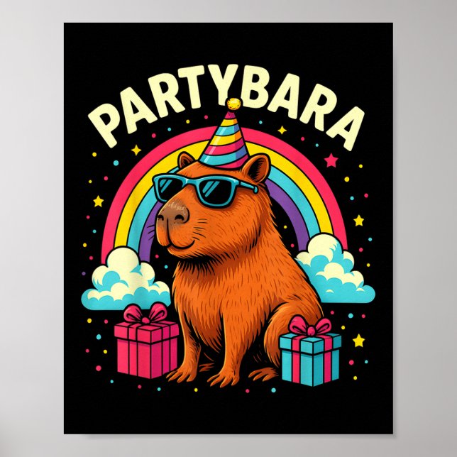 Birthday Capybara Tee For Kids Fun Partybara Capyb Poster (Front)