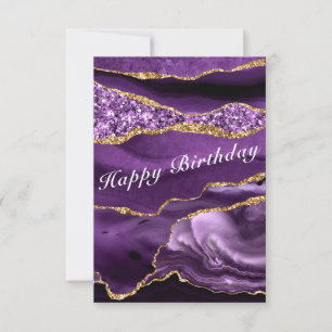 Birthday Card Agate Purple Gold