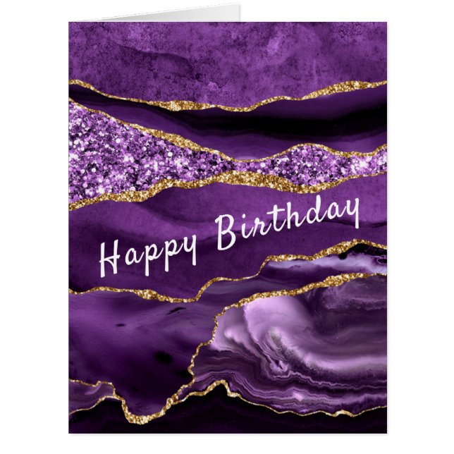 Birthday Card Agate Purple Violet Gold - Your Text (Front)