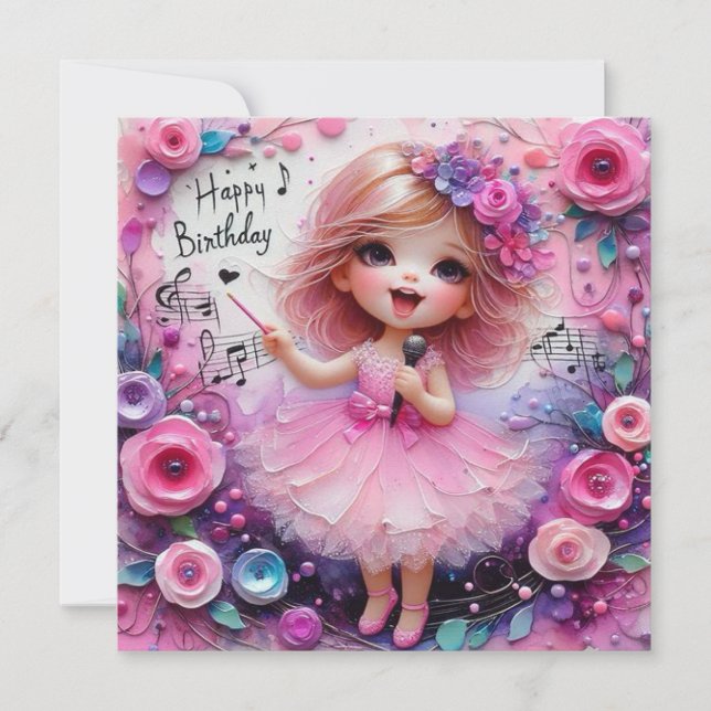 BIRTHDAY CARD ~ ballerina ~ pink ~ (Front)