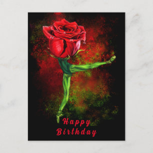Birthday Card Ballerina Rose Ballet Dancer
