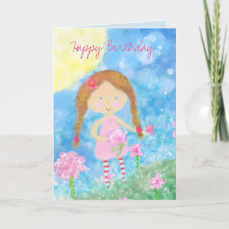 Birthday Card, Birthday Girl, Cute Girl Card