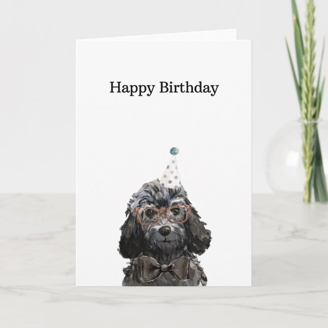 Birthday Card, Black Cockapoo Card (Front)