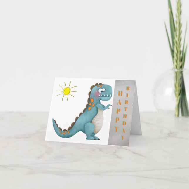 Birthday Card - Blue Dino (Front)