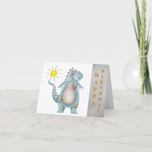 Birthday Card - Blue Dino Design 2 (Front)