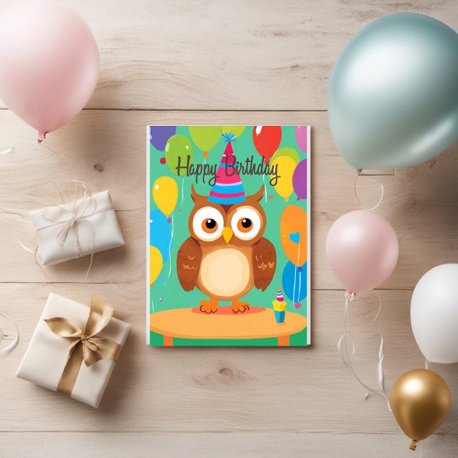 birthday card "Bunte Eule" ❤️️ (Kinder Geburtstagskarte)