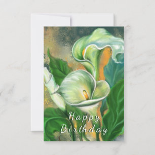 Birthday Card Calla Lily Flowers Painting