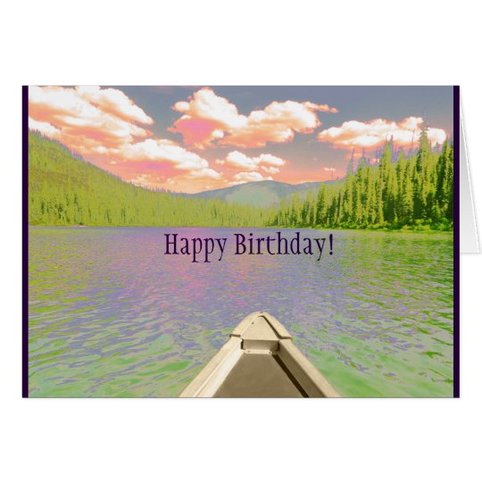 Birthday Card Canoe on Lake 