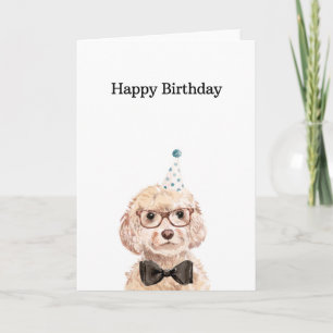 Birthday Card, Champagne Cockapoo Card