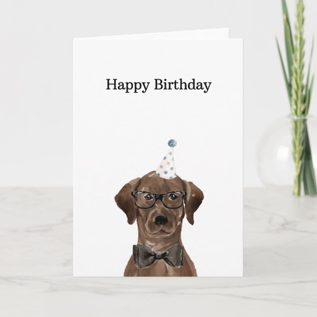 Birthday Card, Chocolate Labrador Card (Front)