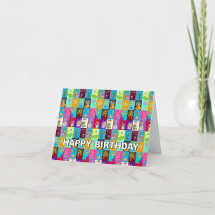 Birthday Card Colourful Floral Mosaic
