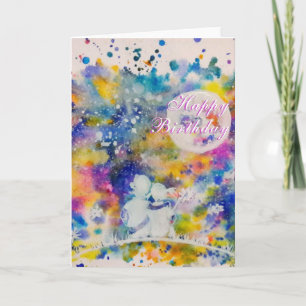 Birthday Card Couple Moon Dreams - Painting
