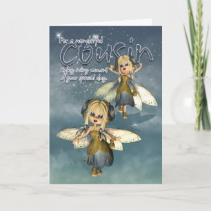 Birthday Card - Cousin - Moonies Cutie Pie Fairies