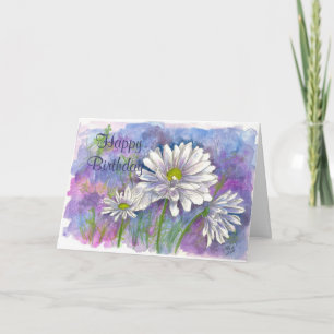 Birthday Card Daisy Bouquet Painting