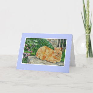 Birthday Card, Danish Greeting, Ginger Cat Card