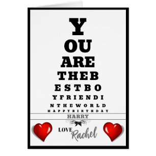 Birthday Card-Eye Chart-Fun-Heart-Personalise-Man