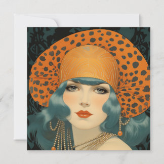 Birthday card featuring beautiful 1920s girl