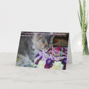 Birthday Card, flowers and cat Card