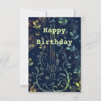 Birthday Card Flowers Guitar Musical