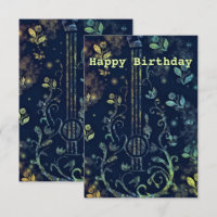 Birthday Card Flowers Guitar Musical