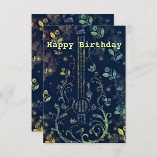 Birthday Card Flowers Guitar Musical