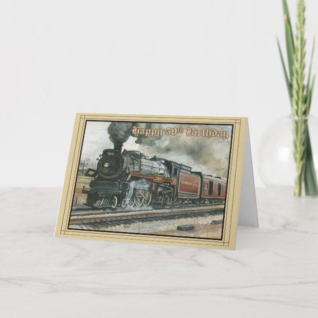 Birthday Card for 50 years with Train (Front)