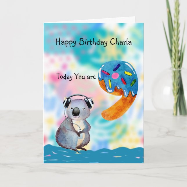 Birthday Card for 9 Year Old Girl (Front)