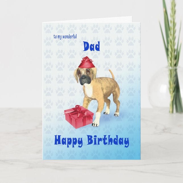 Birthday card for a dad with a puppy (Front)