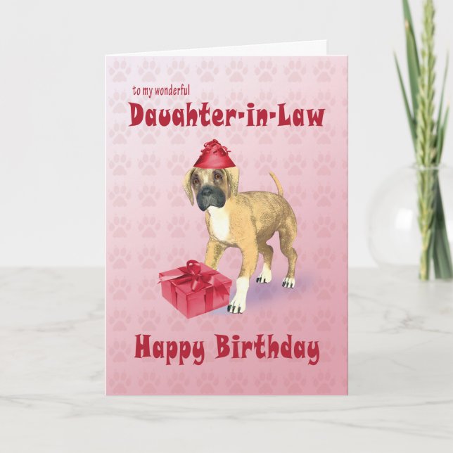 Birthday card for a daughter-in-law with a puppy (Front)