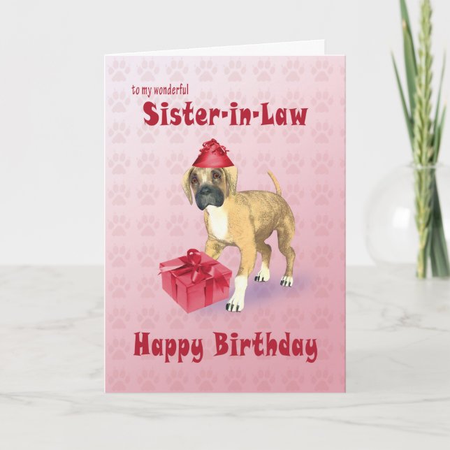 Birthday card for a sister-in-law with a puppy (Front)