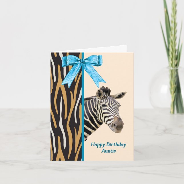 Birthday Card for Auntie with Zebra (Front)