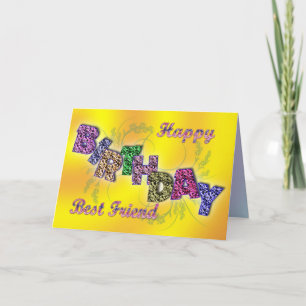 Birthday card for best friend with floral text