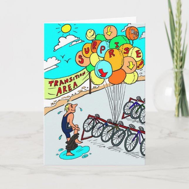 Birthday Card for Cyclist - Triathlon Balloons (Front)