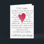 Birthday card for daughter with heart and words<br><div class="desc">Original quote and waterheart from my collection. For mother to daughter</div>