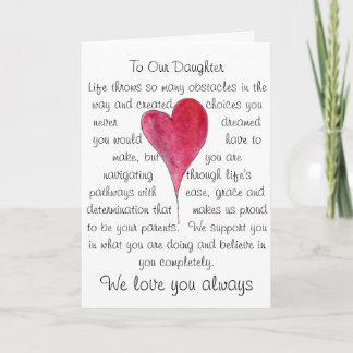 Birthday card for daughter with heart and words
