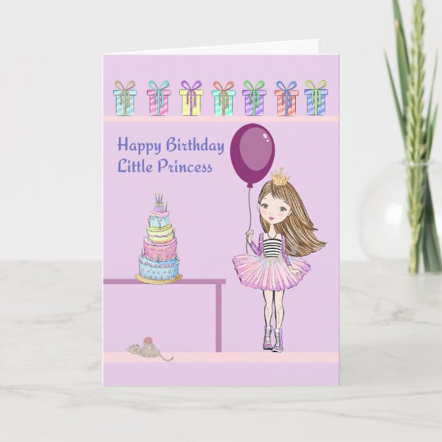 Birthday Card for Female Child, Balloons & Cake (Front)