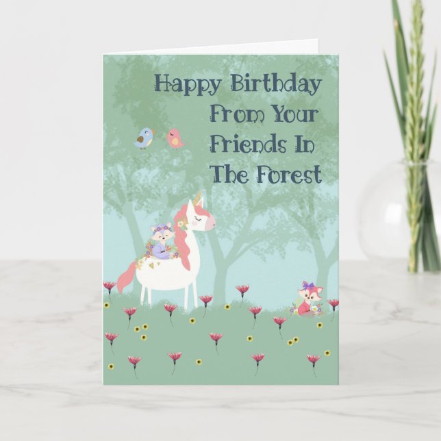 Birthday Card for Female Child Forest Friends (Front)